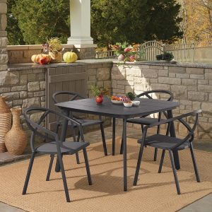Azal 5 Pc Aluminum Dining Set in Carbon By Oxford Garden