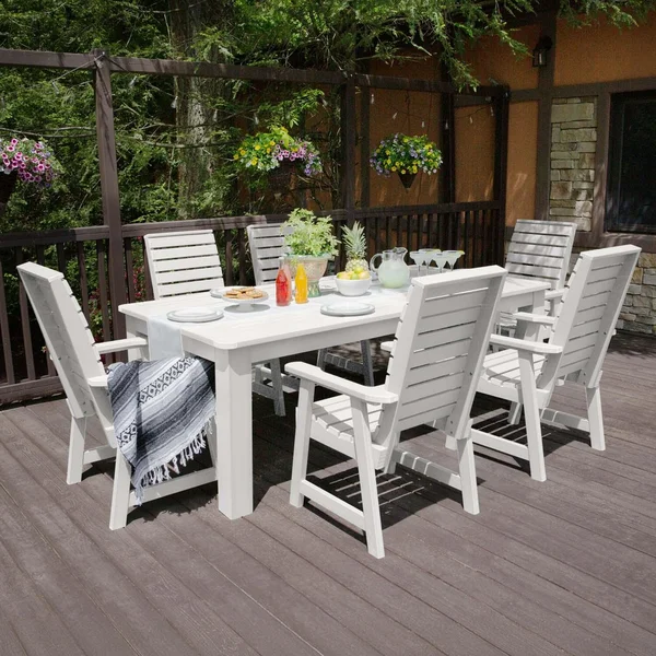 Elm Pointe 7 Pc Recycled Plastic Dining Set in White by Lakeview Outdoor Designs