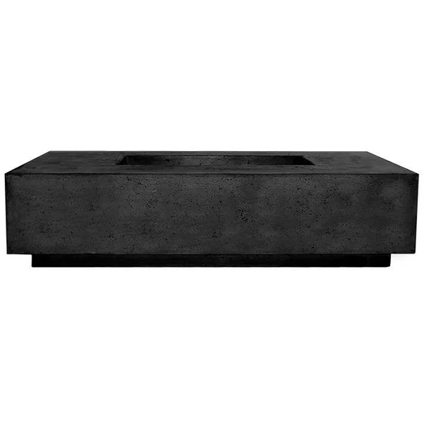 Cascata Bay 4 66 Inch Rectangular GFRC Natural Gas Fire Pit Table in Ebony by Lakeview Outdoor Designs