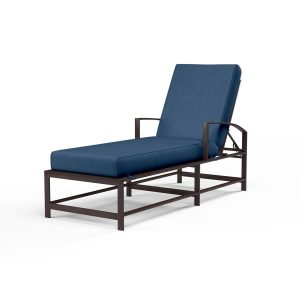 La Jolla Aluminum Patio Chaise Lounge in Spectrum Indigo w/ Self Welt By Sunset West