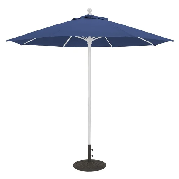 Galtech 9 Ft. Octagonal Aluminum Patio Market Umbrella W/ Push Lift - White Frame W/ Sunbrella Canvas Navy Canopy