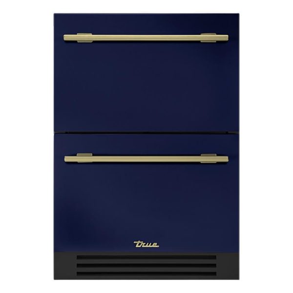 True ADA Height 24 Inch 5 Cu. Ft. Outdoor Refrigerator Drawers - Cobalt w/ Brass Handles - TURADA-24-D-A~078-H01