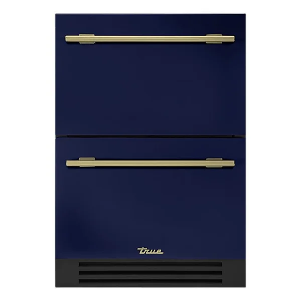 True ADA Height 24 Inch 5 Cu. Ft. Outdoor Refrigerator Drawers - Cobalt w/ Brass Handles - TURADA-24-D-A~078-H01