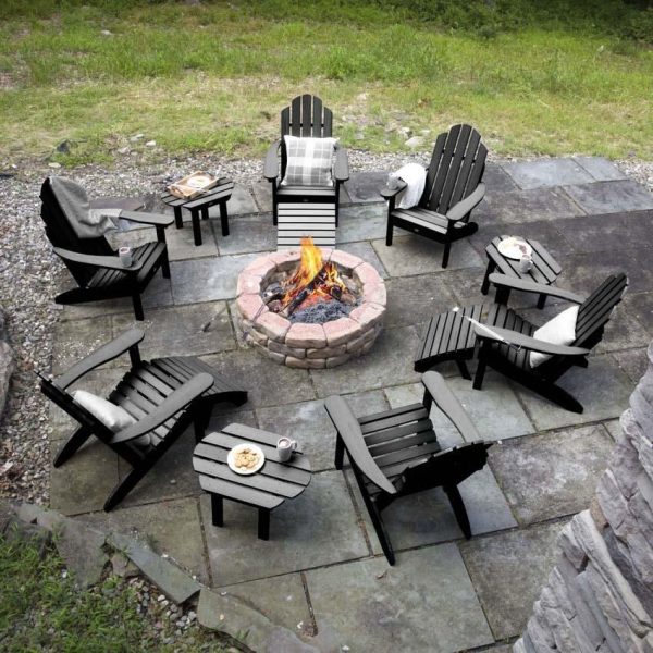 Paradise Key 12 Pc Recycled Plastic Seating Set in Black by Lakeview Outdoor Designs