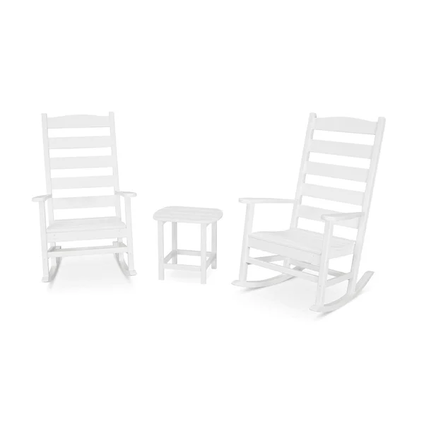 Shaker 3 Pc Recycled Plastic Seating Set in White by POLYWOOD
