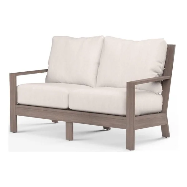Laguna Aluminum Loveseat in Driftwood/Canvas Natural by Sunset West
