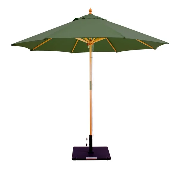 Galtech 9 Ft. Octagonal Hardwood Patio Market Umbrella W/ Pulley - Light Wood W/ Sunbrella Canvas Forest Green Canopy
