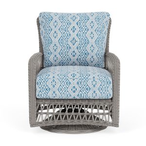 Mackinac Wicker Swivel Glider Club Chair in Putty/Aman Capri by Lloyd Flanders