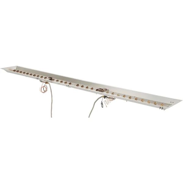 The Outdoor GreatRoom Company Crystal Fire Plus 120 Inch Drop-In Linear 200,000 BTU Natural Gas Fire Pit Burner Kit w/ Direct Spark Ignition - Stainless Steel