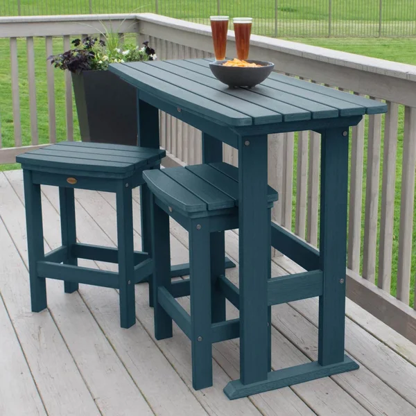 Hart Lane 3 Pc Recycled Plastic Counter Height Dining Set in Nantucket Blue by Lakeview Outdoor Designs