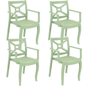 Ultimate Patio Plastic Outdoor Arm Chair - Set of 4 - Spring Green