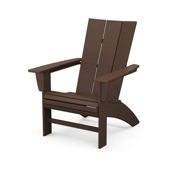 Modern Recycled Plastic Curveback Adirondack in Mahogany by POLYWOOD