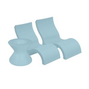 Signature 3 Pc Polyresin Seating Set w/ Lowback Chairs in Frost by Ledge Lounger