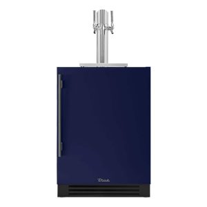 True 24 Inch Right Hinge Outdoor Dual Tap Beverage Dispenser - Cobalt w/ Pewter Handle - TUR-24DD-R-OP-C~DSK-078-H05