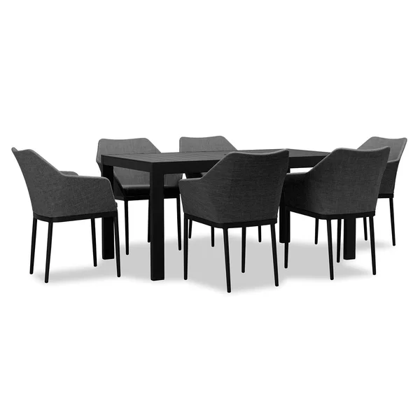 Starlook Bay 7 Pc Aluminum Dining Set - Rectangular in Black by Lakeview Outdoor Designs