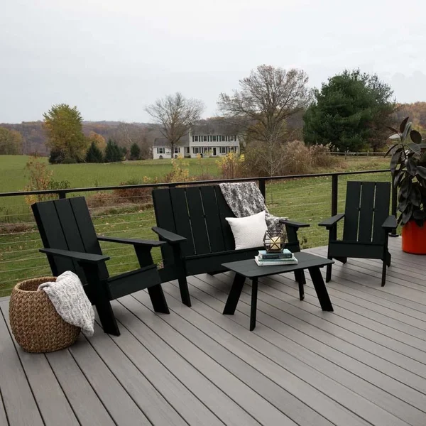 Classical Cove 4 Pc Set Recycled Plastic Seating Set in Black by Lakeview Outdoor Designs