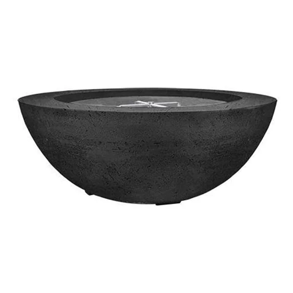 Valley Bay 6 39 Inch Round GFRC Natural Gas Fire Bowl in Ebony by Lakeview Outdoor Designs