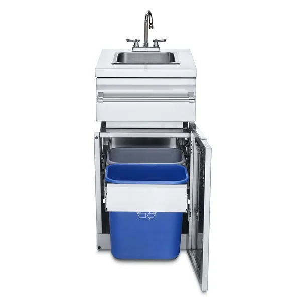 Crown Verity Infinite Series 18-Inch Stainless Steel Cabinet Module w/ Sink & Garbage Bin Holder - ICM-SK-GH