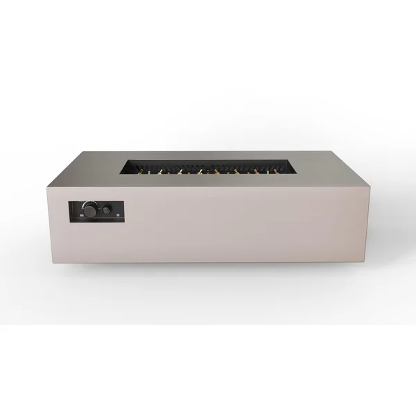 AON 60 Inch Rectangular Powder Coated Steel Natural Gas Fire Pit Table in Sand Pebble by Warming Trends