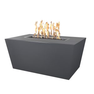Mesa 72 Inch Rectangular Powder Coated Steel Propane Fire Pit w/ Glow Plug in Gray by The Outdoor Plus