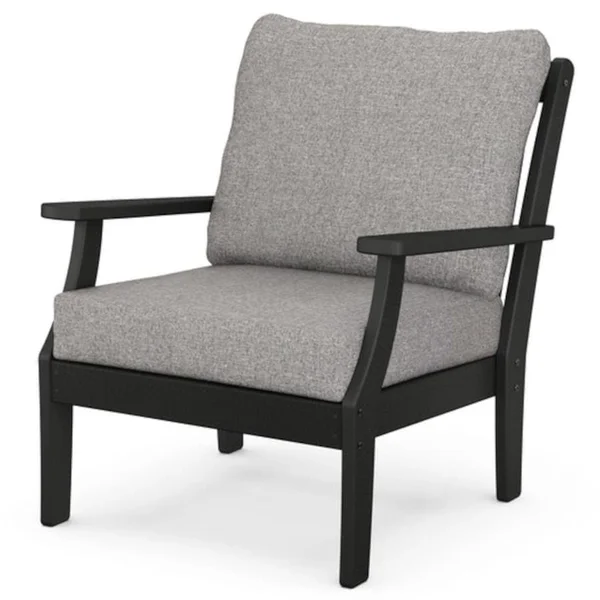 Braxton Recycled Plastic Club Chair in Black/Gray Mist by POLYWOOD