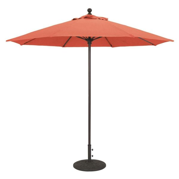 Galtech 9 Ft. Bar Height Octagonal Aluminum Patio Market Umbrella W/ Push Lift - White Frame W/ Sunbrella Canvas Brick Canopy