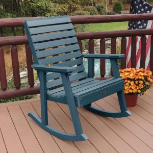Elm Pointe Recycled Plastic Rocking Chair in Nantucket Blue by Lakeview Outdoor Designs