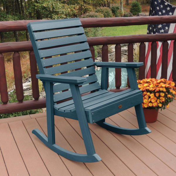Elm Pointe Recycled Plastic Rocking Chair in Nantucket Blue by Lakeview Outdoor Designs