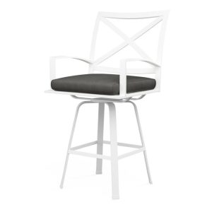 Bristol Aluminum Swivel Counter Stool w/ Self Welt in White/Spectrum Carbon by Sunset West