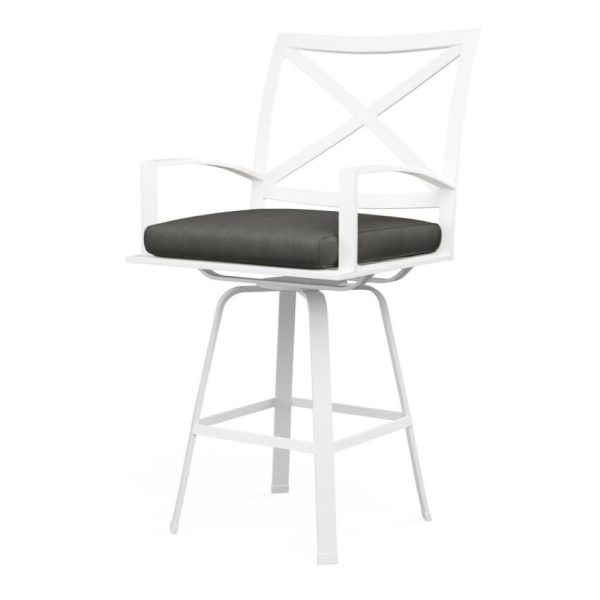 Bristol Aluminum Swivel Counter Stool w/ Self Welt in White/Spectrum Carbon by Sunset West