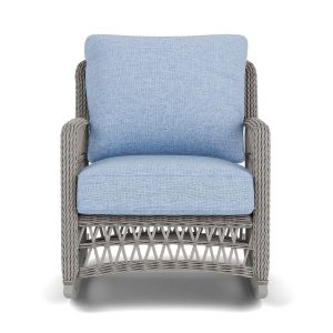 Mackinac Wicker Rocking Club Chair in Putty/Demo Skyway By Lloyd Flanders