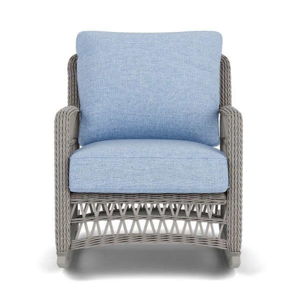 Mackinac Wicker Rocking Club Chair in Putty/Demo Skyway By Lloyd Flanders