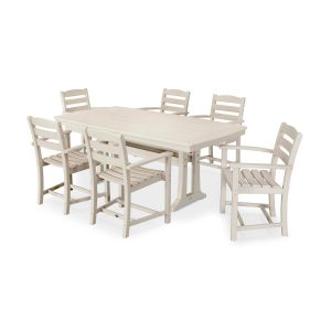POLYWOOD La Casa Cafe 7 Piece Arm Chair Dining Set - Sand