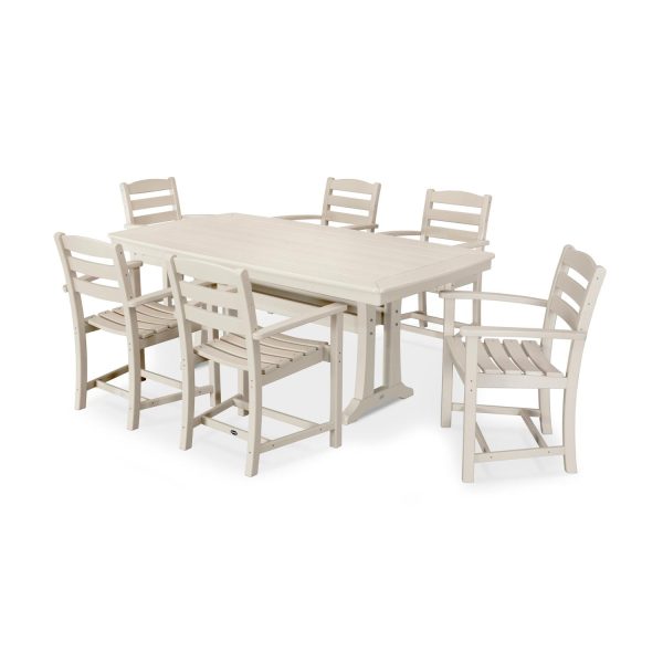 POLYWOOD La Casa Cafe 7 Piece Arm Chair Dining Set - Sand