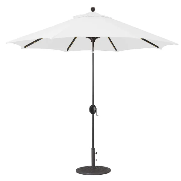 Galtech 9 Ft. Lighted LED Octagonal Aluminum Patio Market Umbrella W/ Crank Lift And Auto Tilt - Antique Bronze Frame W/ Sunbrella Canvas Natural Canopy