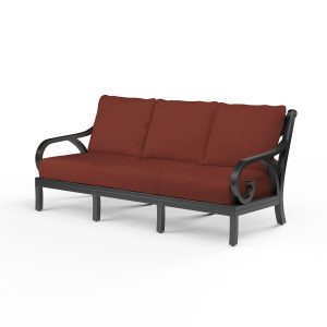 Monterey 3 Person Aluminum Patio Sofa in Canvas Henna w/ Self Welt By Sunset West
