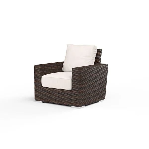 Montecito Wicker Patio Club Chair in Canvas Natural w/ Self Welt By Sunset West