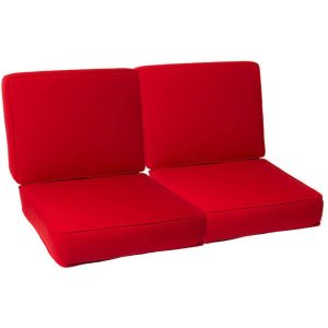 Sunbrella Canvas Jockey Red 4 Piece Medium Outdoor Replacement Loveseat Cushion Set W/ Piping By BBQGuys Signature