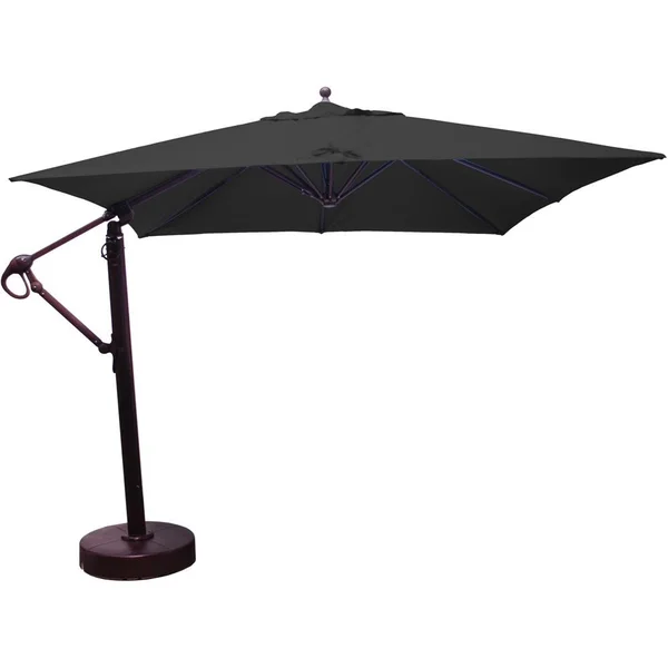 Galtech 10 X 10 Ft. Square Aluminum Patio Cantilever Umbrella W/ Easy Lift And Easy Tilt Wheel - Antique Bronze Frame W/ Sunbrella Canvas Black Canopy