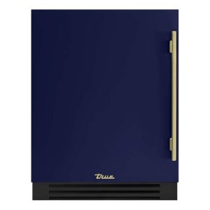 True ADA Height 24 Inch 105 Can 12 Bottle Left Hinge Outdoor Beverage Center - Cobalt w/ Brass Handle - TUBADA-24-LS-A~078-H01