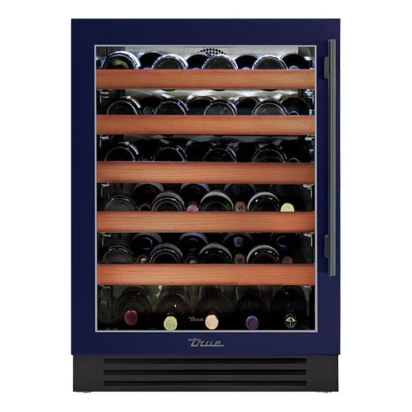 True 24 Inch 45 Bottle Left Hinge Glass Door Outdoor Wine Cabinet - Cobalt w/ Pewter Handle - TWC-24-L-OG-C~DSK-078-H05