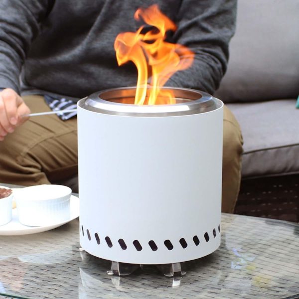 9 Inch Tabletop Smokeless Wood Burning Fire Pit in White By Ultimate Patio