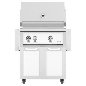 Hestan 30-Inch Natural Gas Grill W/ Sear Burner & Rotisserie On Double Door Tower Cart - Froth - GMBR30-NG-WH