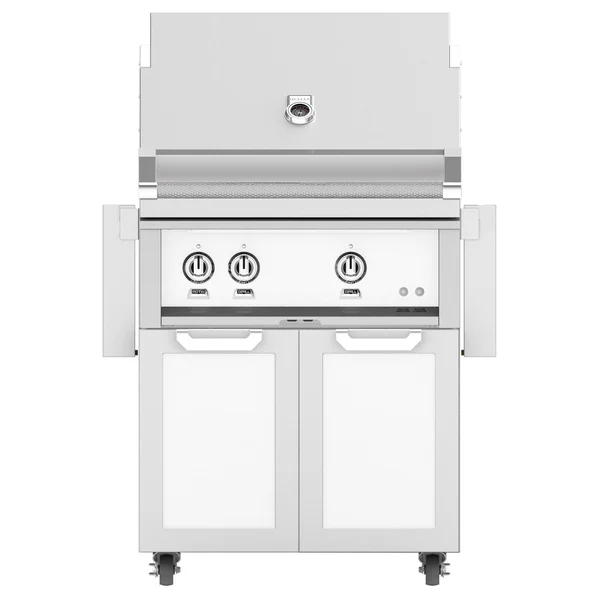 Hestan 30-Inch Natural Gas Grill W/ Rotisserie On Double Door Tower Cart - Froth - GABR30-NG-WH