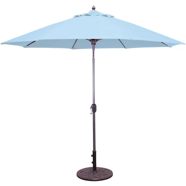 Galtech 9 Ft. Octagonal Aluminum Patio Market Umbrella W/ Crank Lift And Auto Tilt - Charcoal Frame W/ Sunbrella Canvas Air Blue Canopy