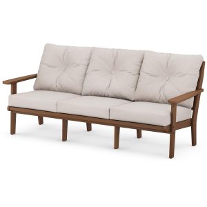 Lakeside Recycled Plastic Sofa in Teak/Dune Burlap by POLYWOOD