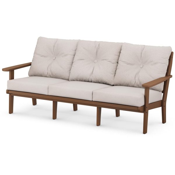 Lakeside Recycled Plastic Sofa in Teak/Dune Burlap by POLYWOOD