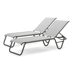 Gardenella 2 Pc Aluminum Chaise Lounge Set in Textured Graphite/Alloy by Telescope Casual