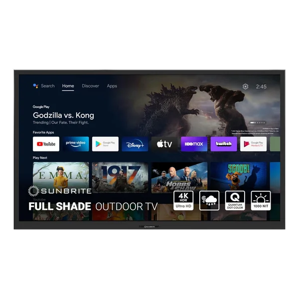 SunBriteTV Veranda 3 Series 55 Inch Full Shade 4K UHD HDR Outdoor Smart TV - Black - SB-V3-55-4KHDR-BL