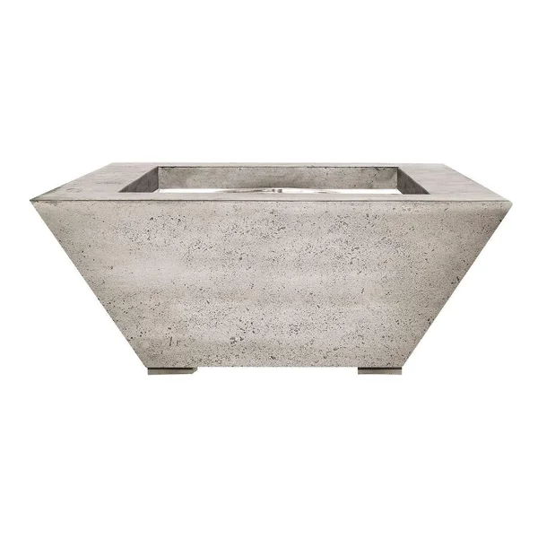 Pelican View 30 Inch Square GFRC Propane Fire Bowl in Natural Concrete by Lakeview Outdoor Designs
